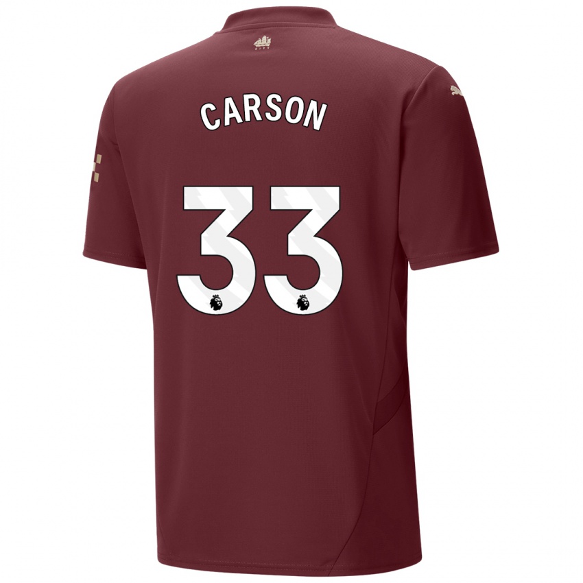 Børn Scott Carson #33 Rødbrun Tredje Sæt Spillertrøjer 2024/25 Trøje T-Shirt