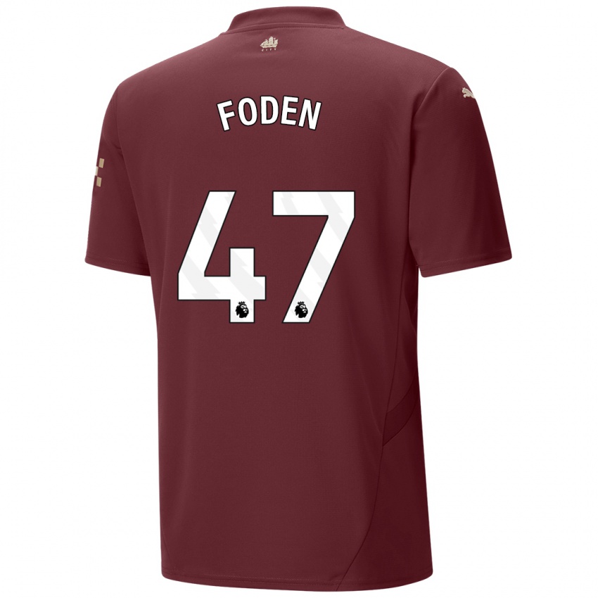 Børn Phil Foden #47 Rødbrun Tredje Sæt Spillertrøjer 2024/25 Trøje T-Shirt