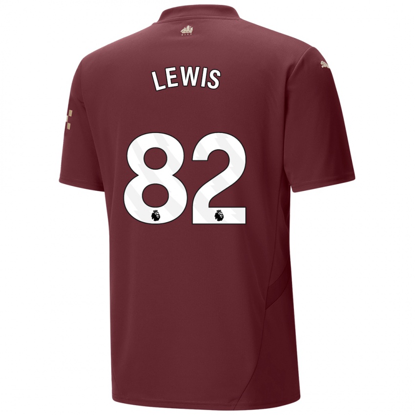 Børn Rico Lewis #82 Rødbrun Tredje Sæt Spillertrøjer 2024/25 Trøje T-Shirt