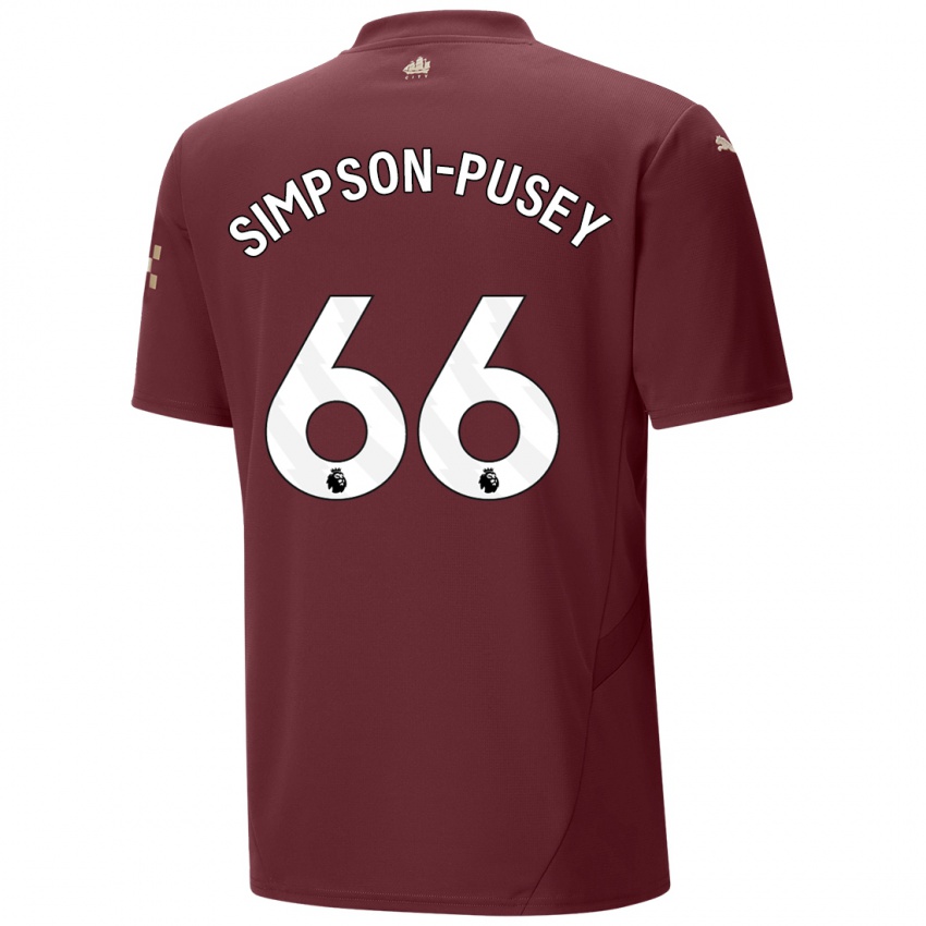 Børn Jahmai Simpson-Pusey #66 Rødbrun Tredje Sæt Spillertrøjer 2024/25 Trøje T-Shirt