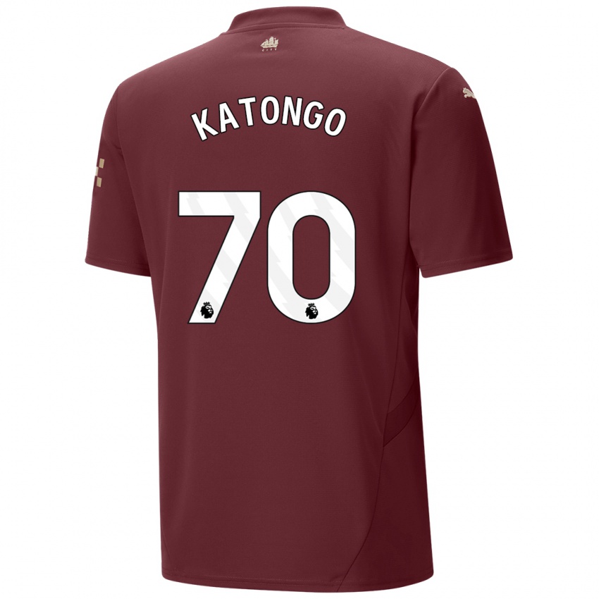 Børn Jadel Katongo #70 Rødbrun Tredje Sæt Spillertrøjer 2024/25 Trøje T-Shirt