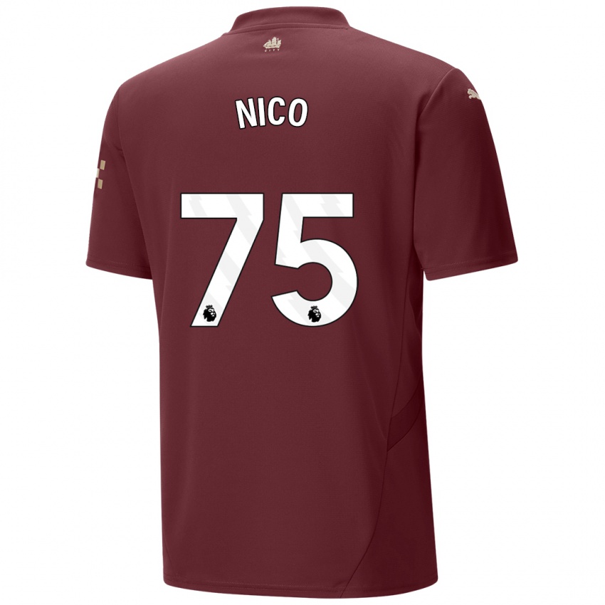 Børn Nico O'reilly #75 Rødbrun Tredje Sæt Spillertrøjer 2024/25 Trøje T-Shirt