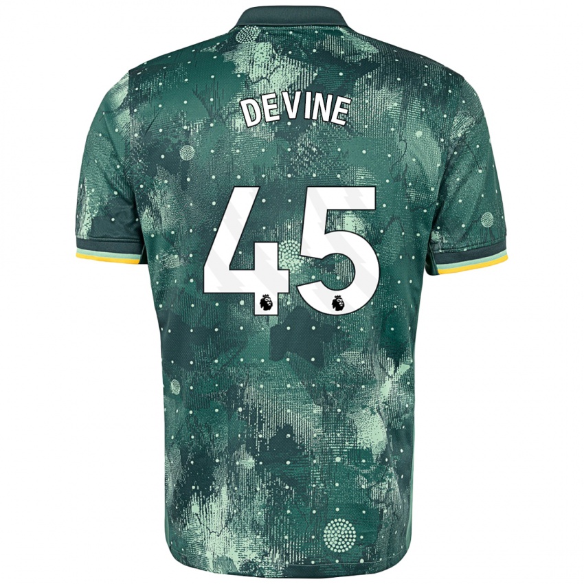 Børn Alfie Devine #45 Mintgrøn Tredje Sæt Spillertrøjer 2024/25 Trøje T-Shirt