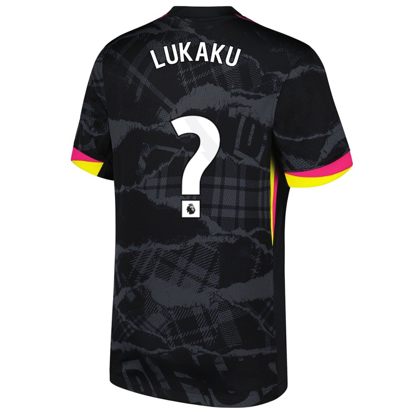 Børn Romelu Lukaku #0 Sort Pink Tredje Sæt Spillertrøjer 2024/25 Trøje T-Shirt