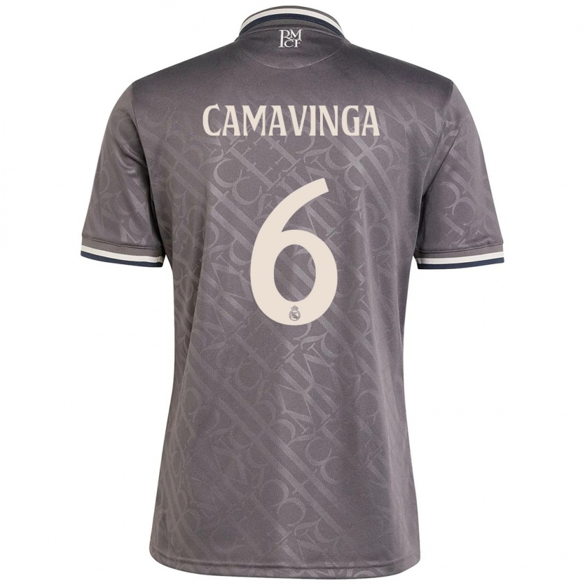 Børn Eduardo Camavinga #6 Trækul Tredje Sæt Spillertrøjer 2024/25 Trøje T-Shirt