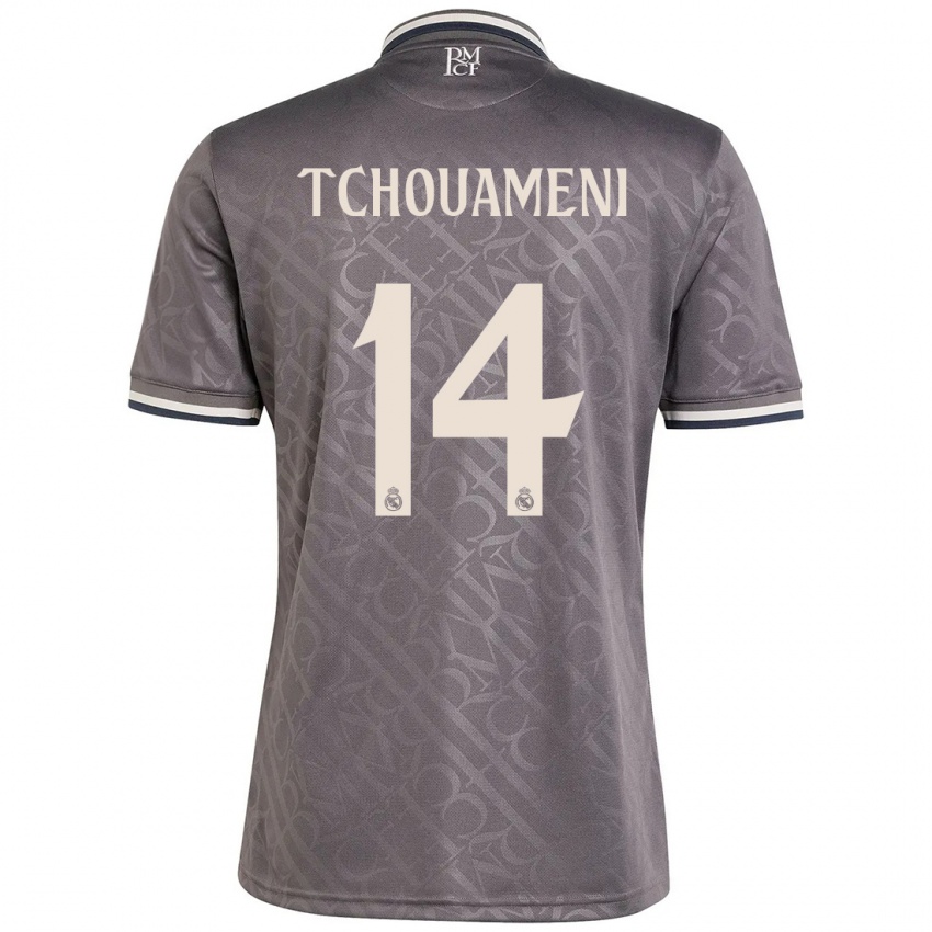 Børn Aurelien Tchouameni #14 Trækul Tredje Sæt Spillertrøjer 2024/25 Trøje T-Shirt