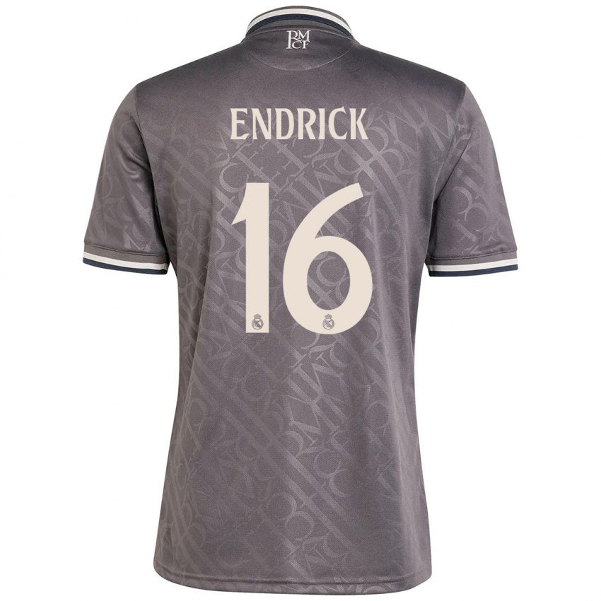 Børn Endrick #16 Trækul Tredje Sæt Spillertrøjer 2024/25 Trøje T-Shirt