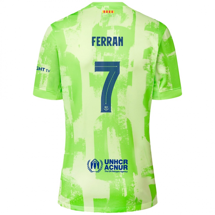 Børn Ferran Torres #7 Lime Tredje Sæt Spillertrøjer 2024/25 Trøje T-Shirt