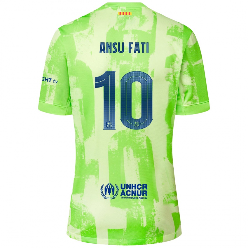 Børn Ansu Fati #10 Lime Tredje Sæt Spillertrøjer 2024/25 Trøje T-Shirt