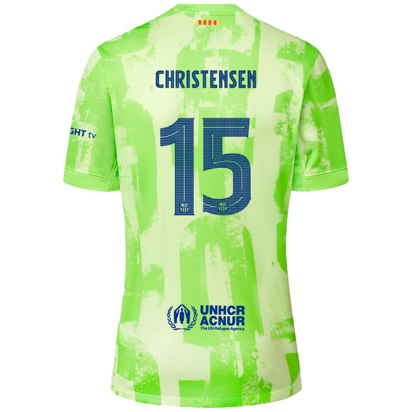 Børn Andreas Christensen #15 Lime Tredje Sæt Spillertrøjer 2024/25 Trøje T-Shirt