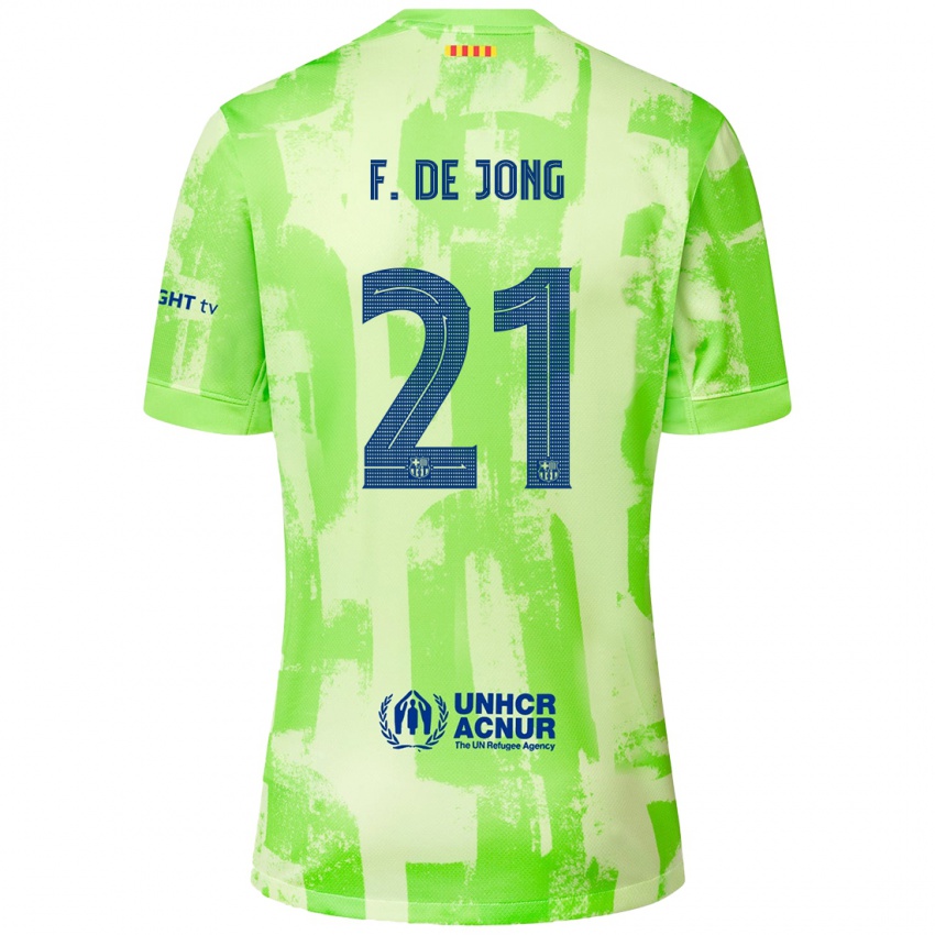 Børn Frenkie De Jong #21 Lime Tredje Sæt Spillertrøjer 2024/25 Trøje T-Shirt