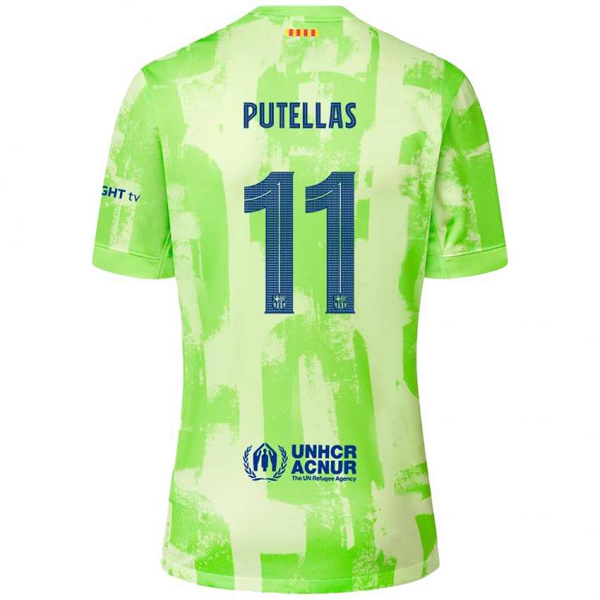 Børn Alexia Putellas #11 Lime Tredje Sæt Spillertrøjer 2024/25 Trøje T-Shirt