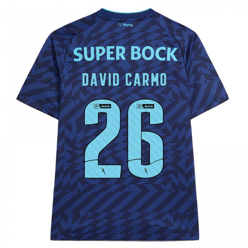 Børn David Carmo #26 Marineblå Tredje Sæt Spillertrøjer 2024/25 Trøje T-Shirt