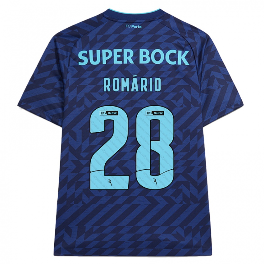 Børn Romário Baró #28 Marineblå Tredje Sæt Spillertrøjer 2024/25 Trøje T-Shirt