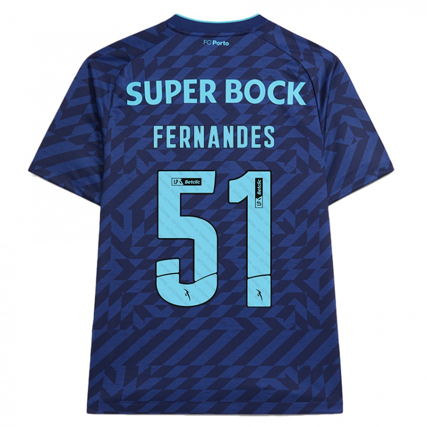 Børn Diogo Fernandes #51 Marineblå Tredje Sæt Spillertrøjer 2024/25 Trøje T-Shirt