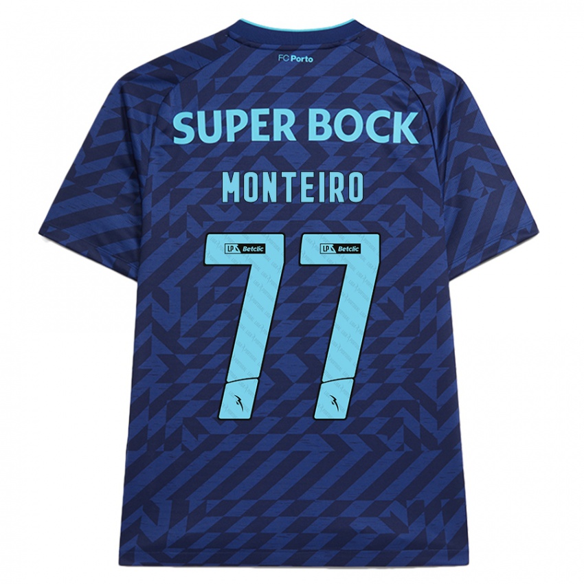 Børn Rui Monteiro #77 Marineblå Tredje Sæt Spillertrøjer 2024/25 Trøje T-Shirt