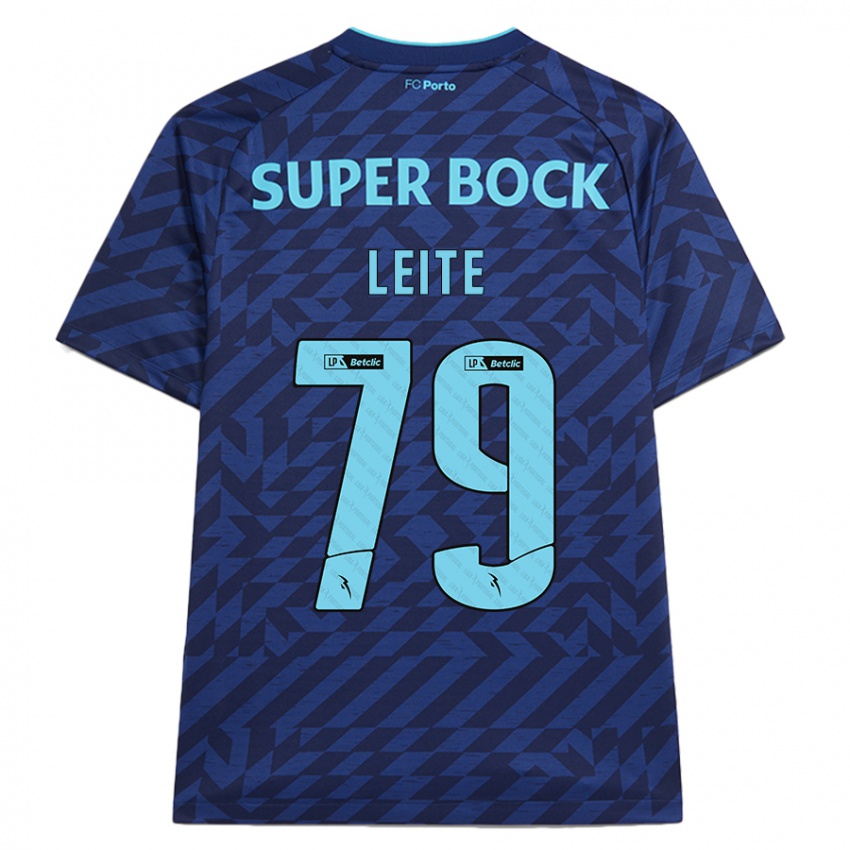 Børn Afonso Leite #79 Marineblå Tredje Sæt Spillertrøjer 2024/25 Trøje T-Shirt