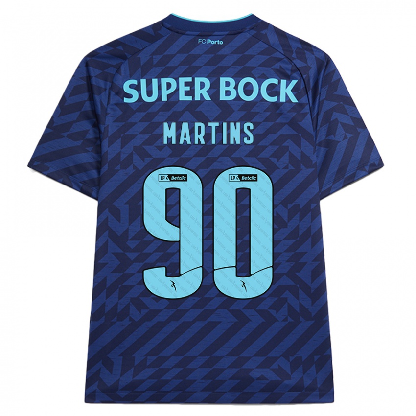 Børn Gil Martins #90 Marineblå Tredje Sæt Spillertrøjer 2024/25 Trøje T-Shirt