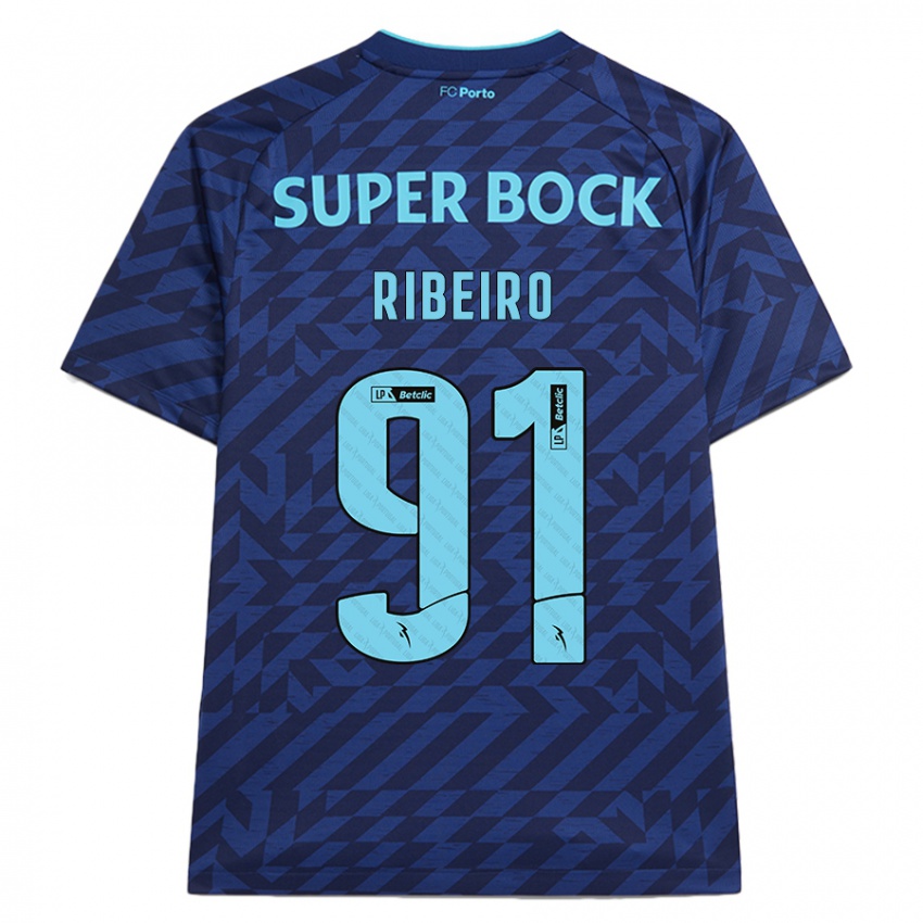 Børn Gonçalo Ribeiro #91 Marineblå Tredje Sæt Spillertrøjer 2024/25 Trøje T-Shirt