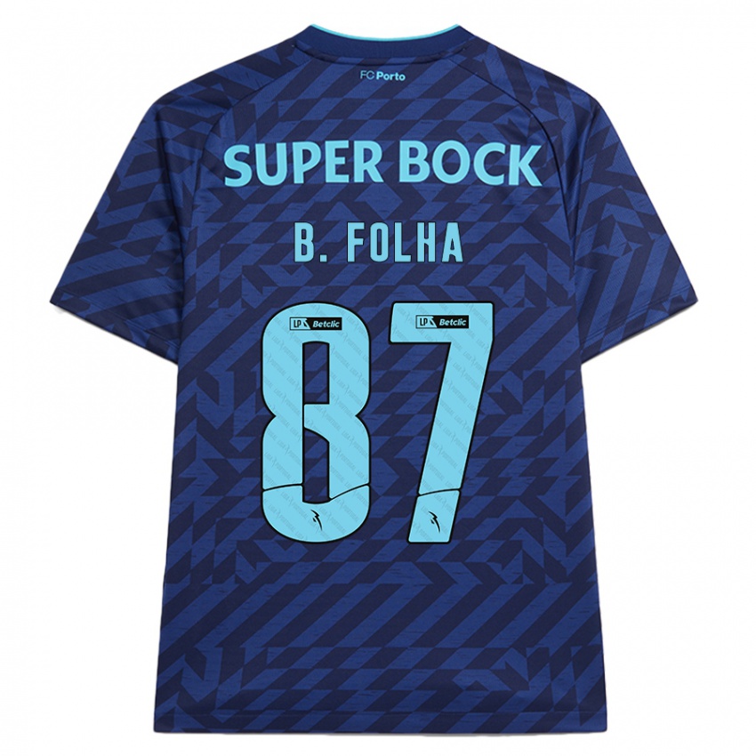 Børn Bernardo Folha #87 Marineblå Tredje Sæt Spillertrøjer 2024/25 Trøje T-Shirt