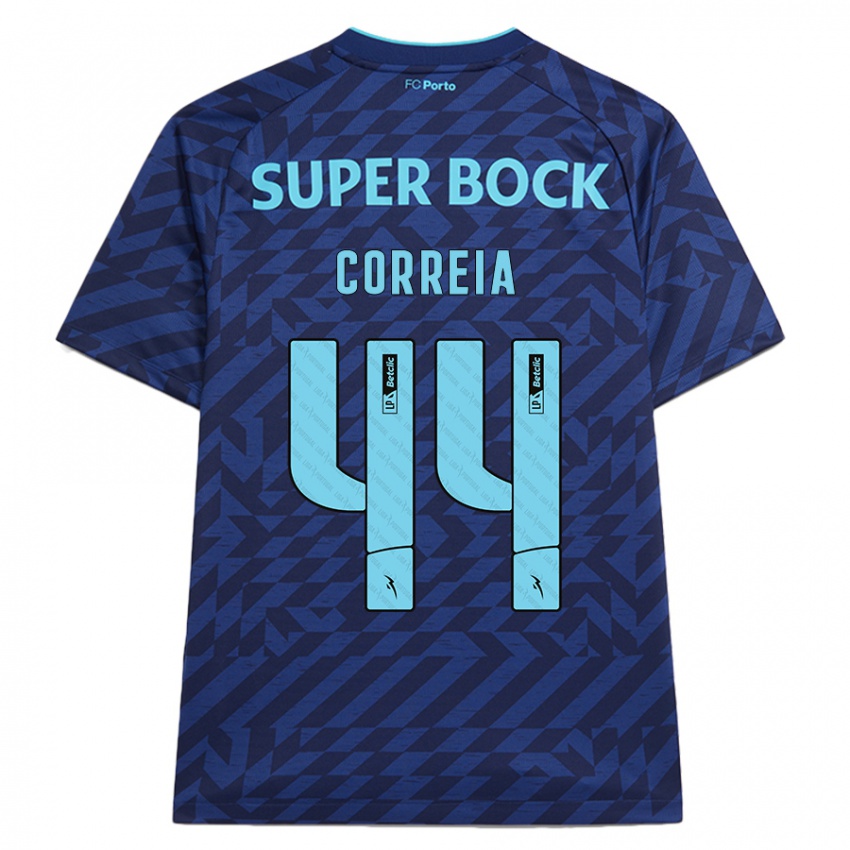 Børn Romain Correia #44 Marineblå Tredje Sæt Spillertrøjer 2024/25 Trøje T-Shirt