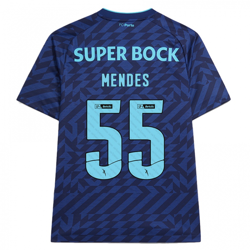 Børn João Mendes #55 Marineblå Tredje Sæt Spillertrøjer 2024/25 Trøje T-Shirt