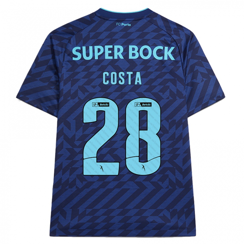 Børn Bruno Costa #28 Marineblå Tredje Sæt Spillertrøjer 2024/25 Trøje T-Shirt