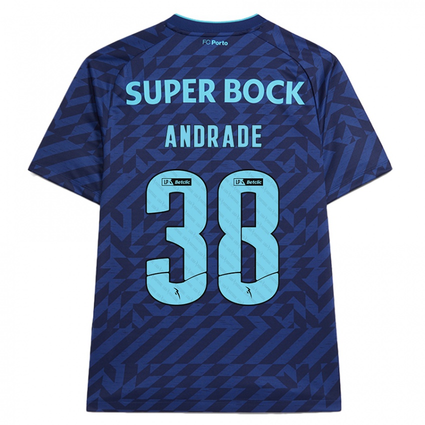 Børn Fernando Andrade #38 Marineblå Tredje Sæt Spillertrøjer 2024/25 Trøje T-Shirt