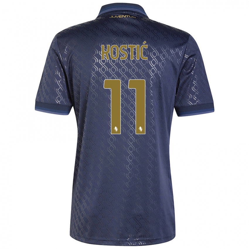 Børn Filip Kostic #11 Marineblå Tredje Sæt Spillertrøjer 2024/25 Trøje T-Shirt