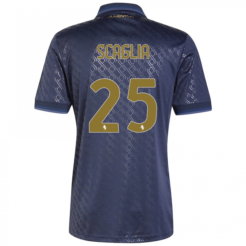 Børn Simone Scaglia #25 Marineblå Tredje Sæt Spillertrøjer 2024/25 Trøje T-Shirt