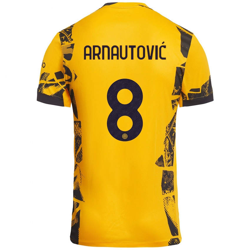 Børn Marko Arnautovic #8 Guld Sort Tredje Sæt Spillertrøjer 2024/25 Trøje T-Shirt