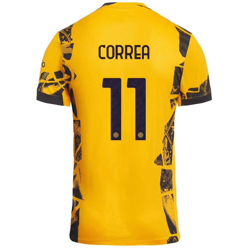 Børn Joaquín Correa #11 Guld Sort Tredje Sæt Spillertrøjer 2024/25 Trøje T-Shirt