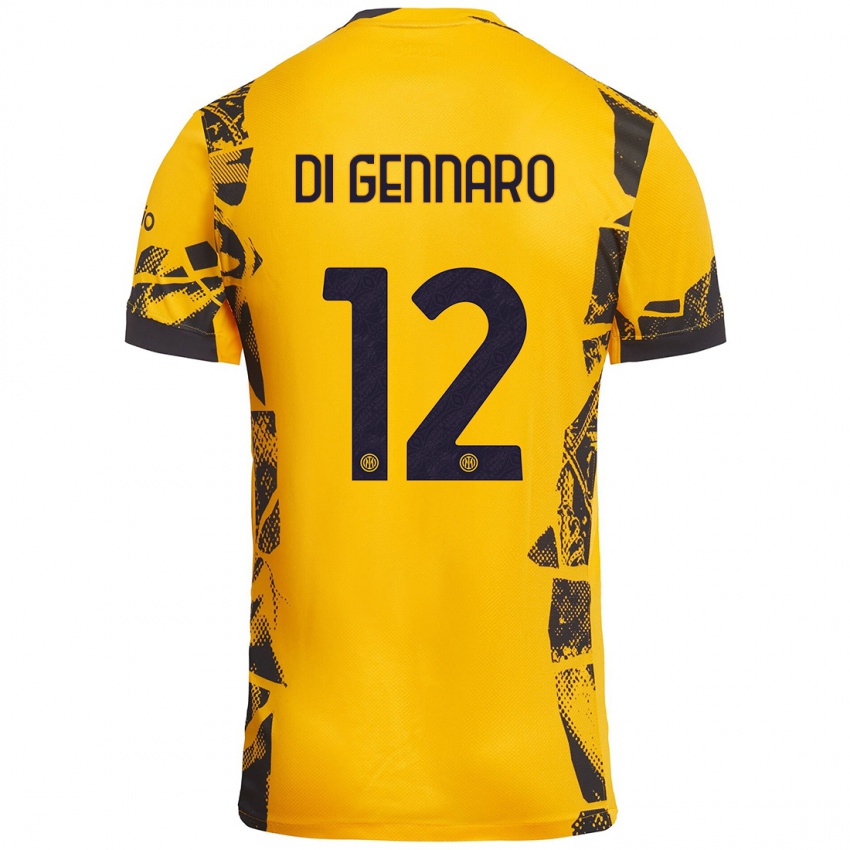 Børn Raffaele Di Gennaro #12 Guld Sort Tredje Sæt Spillertrøjer 2024/25 Trøje T-Shirt