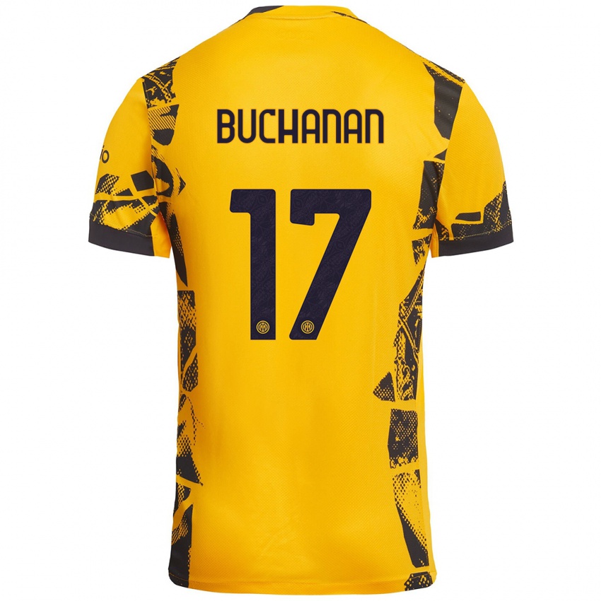 Børn Tajon Buchanan #17 Guld Sort Tredje Sæt Spillertrøjer 2024/25 Trøje T-Shirt