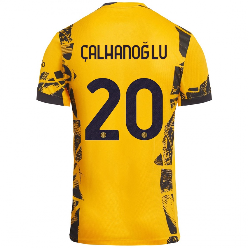 Børn Hakan Çalhanoğlu #20 Guld Sort Tredje Sæt Spillertrøjer 2024/25 Trøje T-Shirt