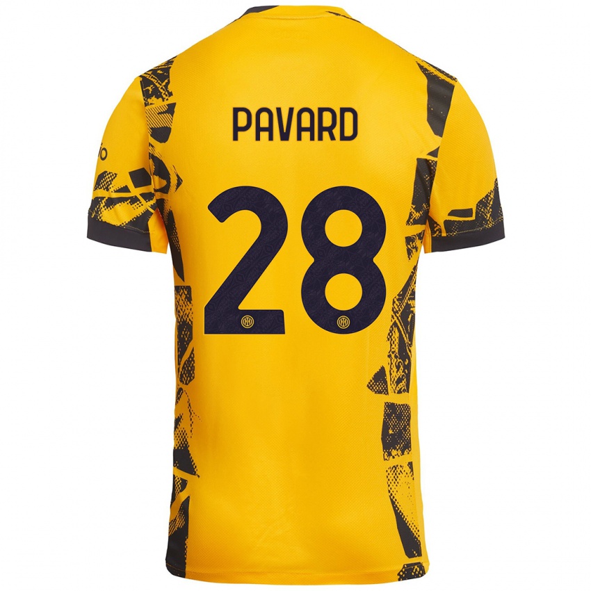 Børn Benjamin Pavard #28 Guld Sort Tredje Sæt Spillertrøjer 2024/25 Trøje T-Shirt