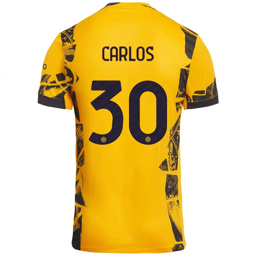 Børn Carlos Augusto #30 Guld Sort Tredje Sæt Spillertrøjer 2024/25 Trøje T-Shirt