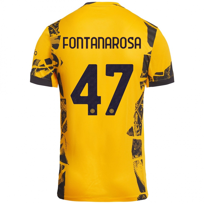 Børn Alessandro Fontanarosa #47 Guld Sort Tredje Sæt Spillertrøjer 2024/25 Trøje T-Shirt