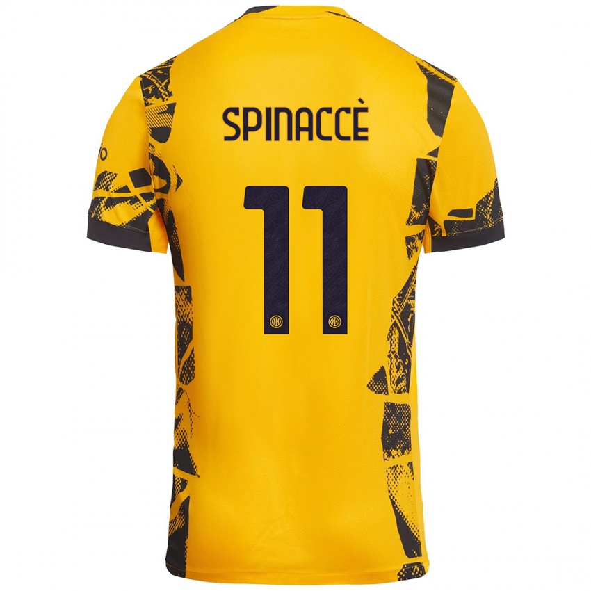 Børn Matteo Spinaccè #11 Guld Sort Tredje Sæt Spillertrøjer 2024/25 Trøje T-Shirt