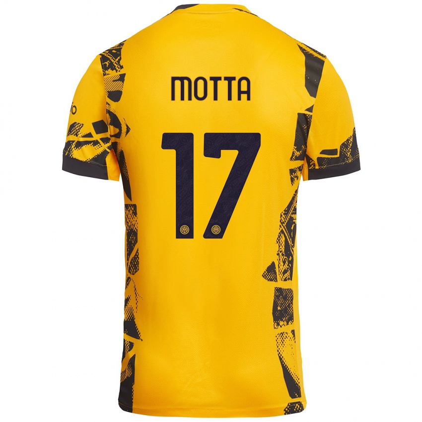 Børn Matteo Motta #17 Guld Sort Tredje Sæt Spillertrøjer 2024/25 Trøje T-Shirt