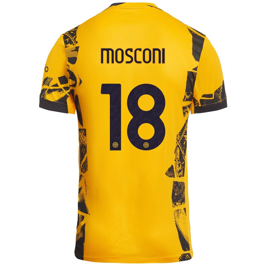 Børn Mattia Mosconi #18 Guld Sort Tredje Sæt Spillertrøjer 2024/25 Trøje T-Shirt