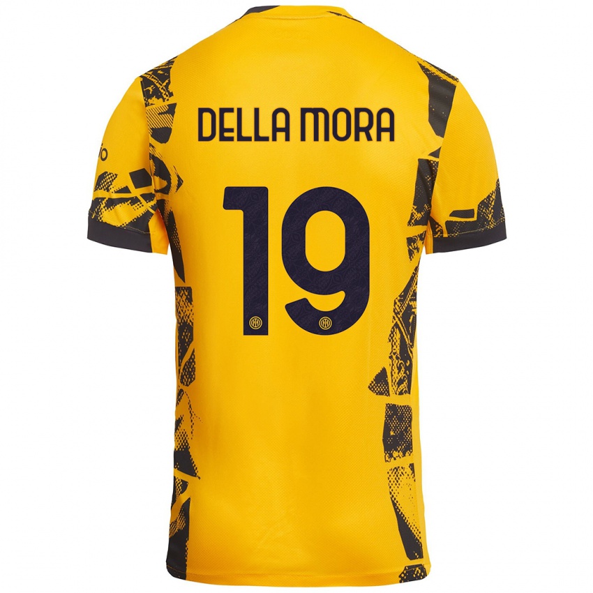 Børn Tommaso Della Mora #19 Guld Sort Tredje Sæt Spillertrøjer 2024/25 Trøje T-Shirt