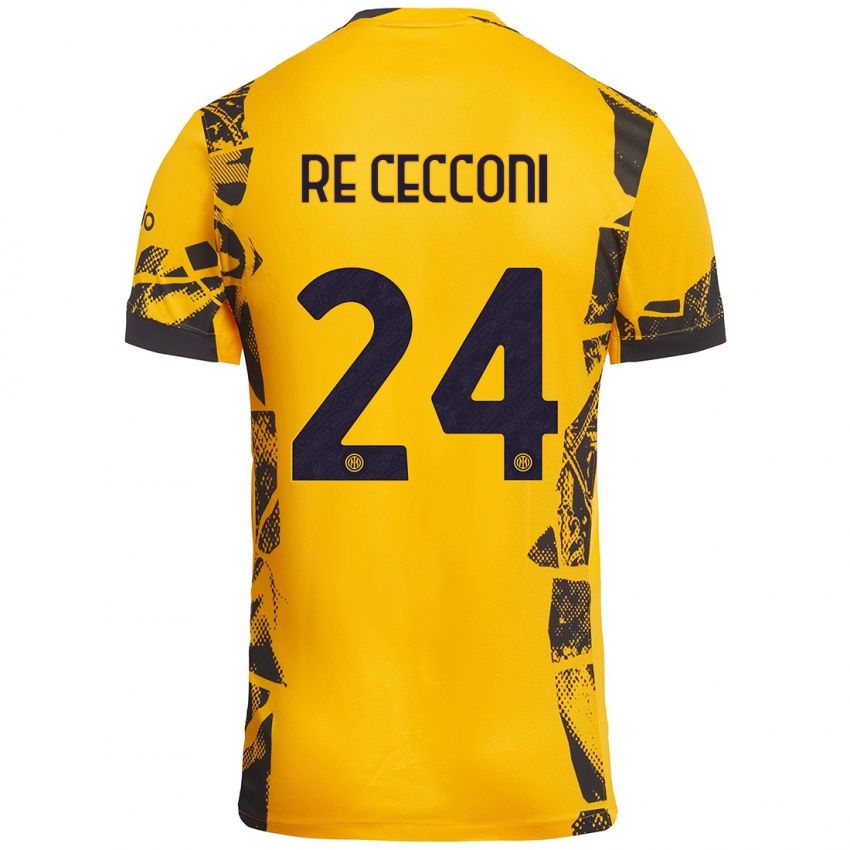 Børn Gabriele Re Cecconi #24 Guld Sort Tredje Sæt Spillertrøjer 2024/25 Trøje T-Shirt