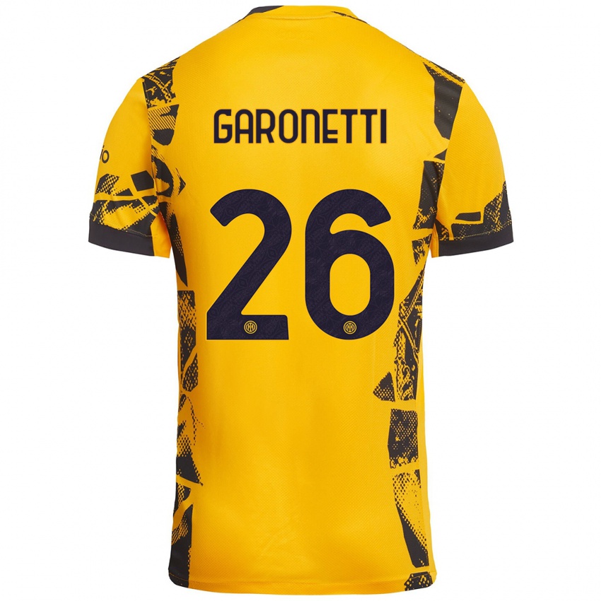 Børn Gabriele Garonetti #26 Guld Sort Tredje Sæt Spillertrøjer 2024/25 Trøje T-Shirt