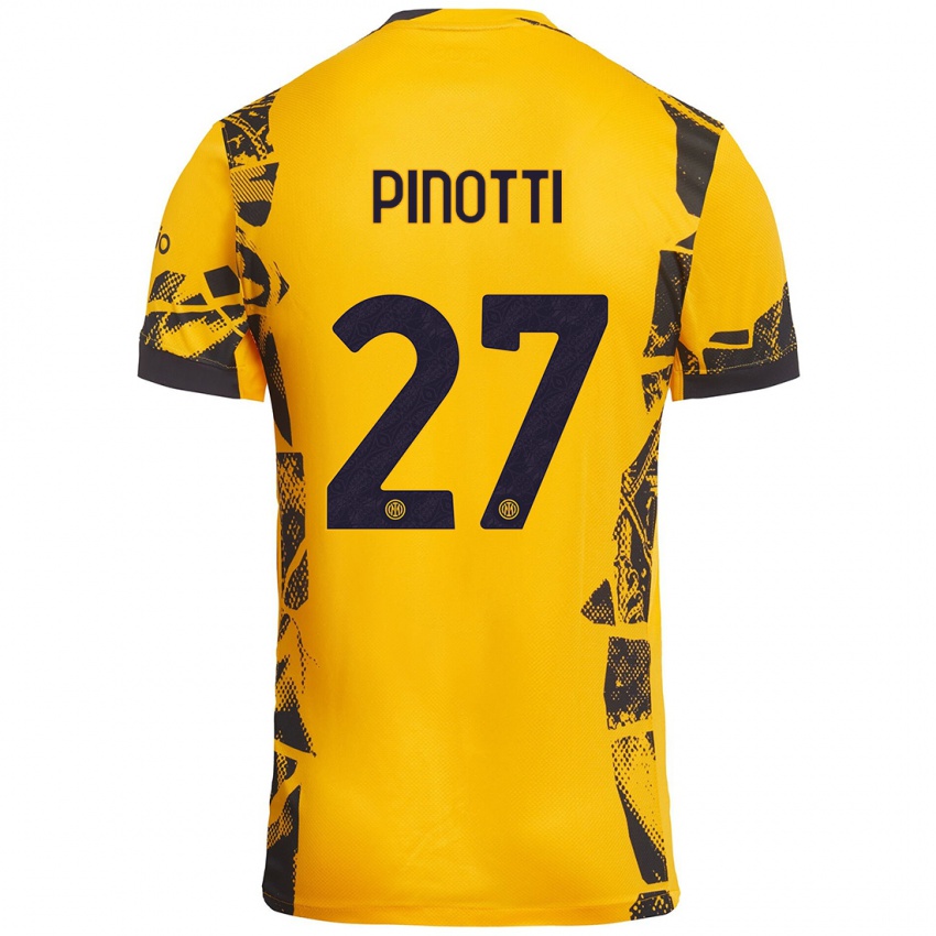 Børn Manuel Pinotti #27 Guld Sort Tredje Sæt Spillertrøjer 2024/25 Trøje T-Shirt