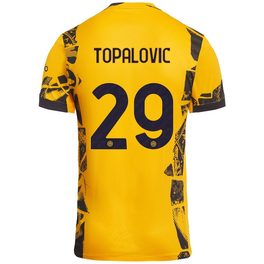 Børn Luka Topalovic #29 Guld Sort Tredje Sæt Spillertrøjer 2024/25 Trøje T-Shirt