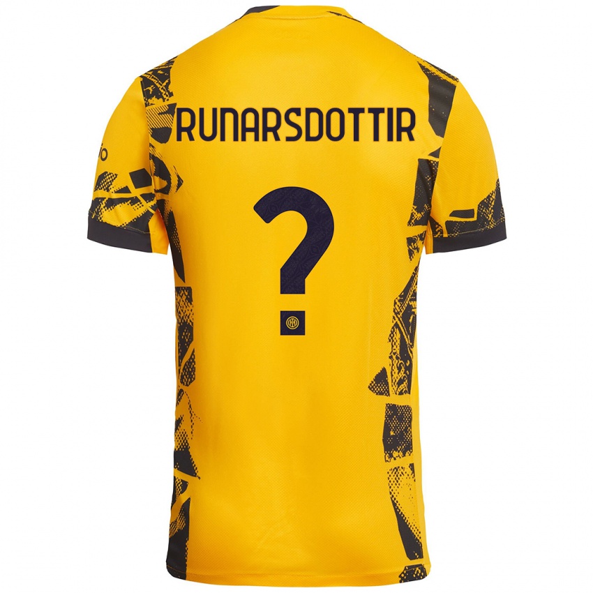 Børn Cecilía Rán Rúnarsdóttir #0 Guld Sort Tredje Sæt Spillertrøjer 2024/25 Trøje T-Shirt