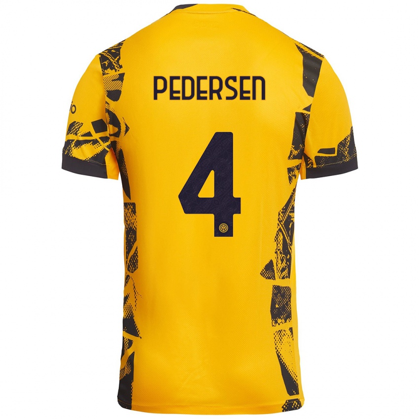 Børn Sofie Junge Pedersen #4 Guld Sort Tredje Sæt Spillertrøjer 2024/25 Trøje T-Shirt