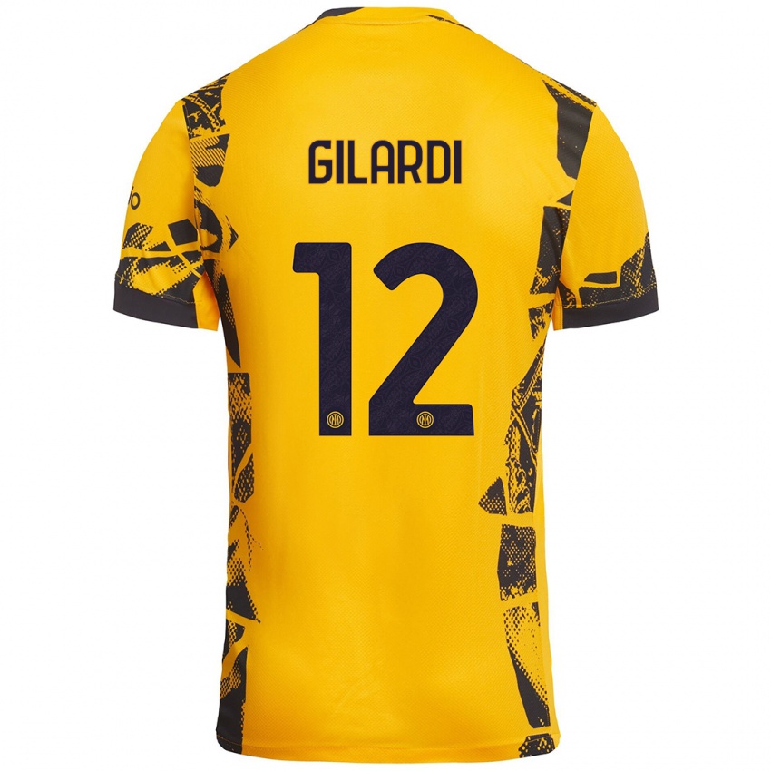 Børn Astrid Gilardi #12 Guld Sort Tredje Sæt Spillertrøjer 2024/25 Trøje T-Shirt