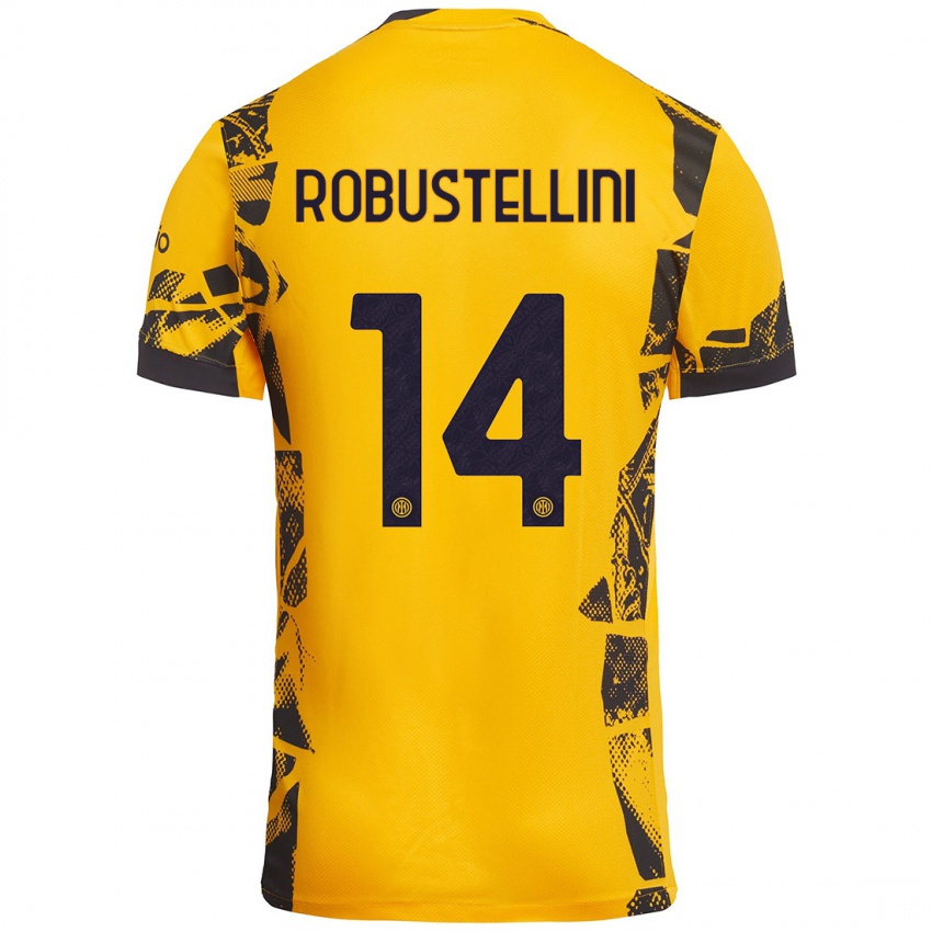 Børn Chiara Robustellini #14 Guld Sort Tredje Sæt Spillertrøjer 2024/25 Trøje T-Shirt